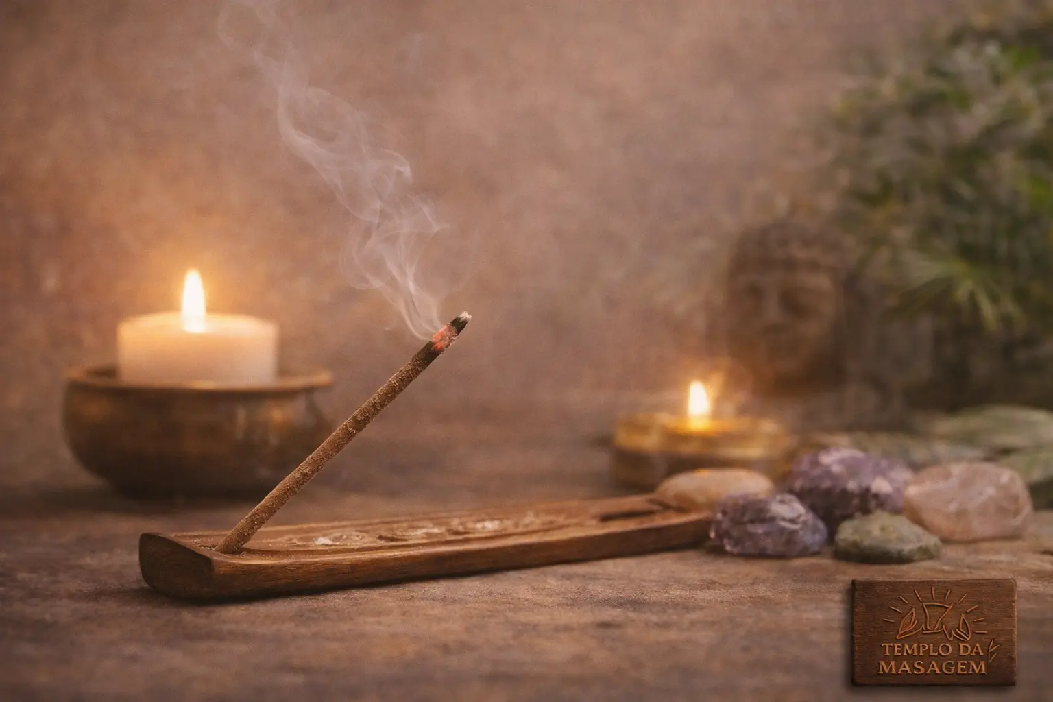  Também fazem parte opções como sete ervas, conhecido pela limpeza espiritual, coco com sândalo, que transmite conforto, e palo santo com rosas, que une proteção energética com suavidade. Cada aroma contribui para criar um ambiente mais leve, agradável e harmonioso. Leve a experiência do Templo contigo Os incensos utilizados no Templo da Massagem Massoterapia são os mesmos aplicados durante as sessões, potencializando o relaxamento e a conexão interior. Levar esses aromas para casa é uma forma de prolongar os benefícios da massagem e transformar o teu dia a dia. Exclusivo no espaço A venda é exclusivamente presencial. Aproveita tua sessão e escolhe o aroma ideal para levar contigo a paz, o equilíbrio e o bem-estar do Templo. 🌿✨